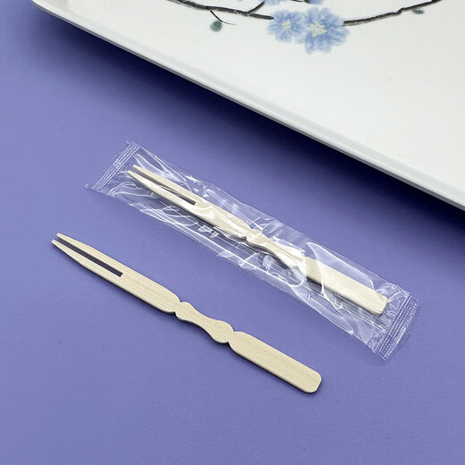 Artisan Time Disposable Bamboo Fruit Picks and Forks for Desserts, Mooncakes, Pastries and Sushi, Commercial Nanzhu Paper Bags, Individually Packaged Fruit Cutting Forks, Kraft Paper Individually Packaged, 1 Pack, 100 Small Bags