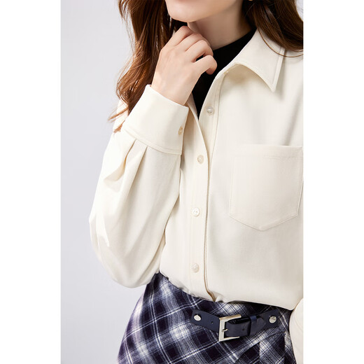 Qiushui Yiren Workplace OL Style Classic Lapel Shirt 2024 Winter New Style Women's Commuting Versatile Bottoming Top