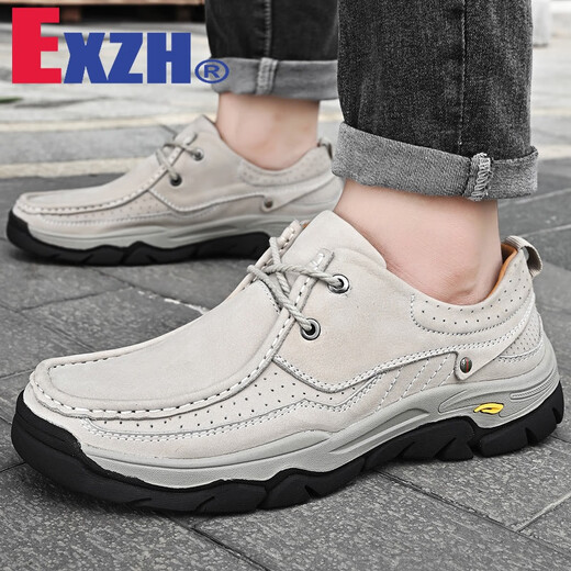 EXZH Brand 2024 Herbst- und Winterkopfschicht Cowhide Weiche Sohle Kleidung-resistente Papa Schuhe für junge Männer lässige formale Lederschuhe Dunkelbraun 6198 Schnürkopfschicht Cowhide 38