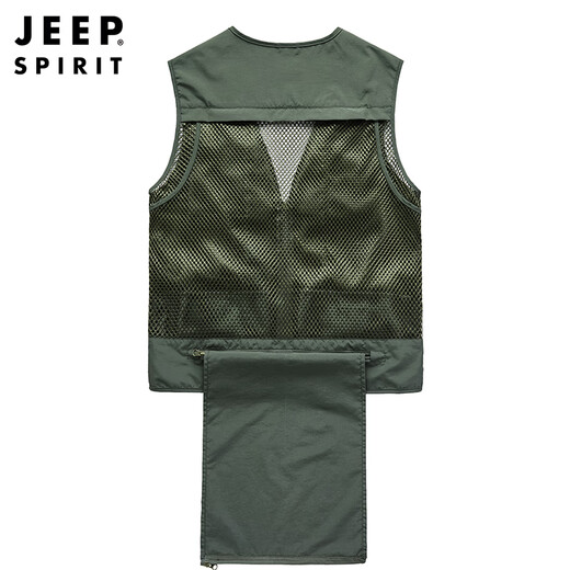 JEEP SPIRIT Jeep Vest Men's Spring and Autumn Outdoor Fishing Multi-Pocket Jacket Sleeveless Vest Top Men's Clothing Khaki 3XL