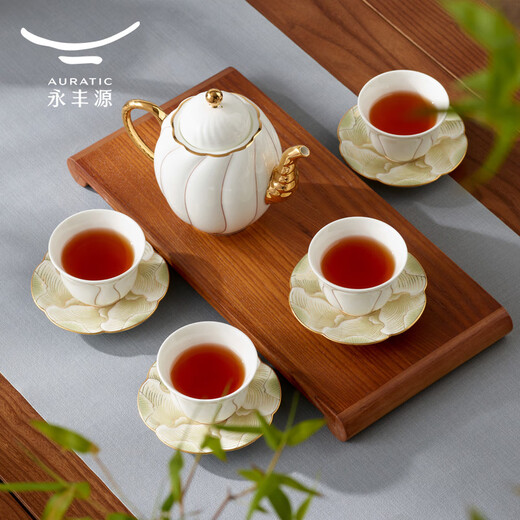 Auratic Chinese porcelain Yongfengyuan Magnolia 10-head ceramic tea set gift box packaging