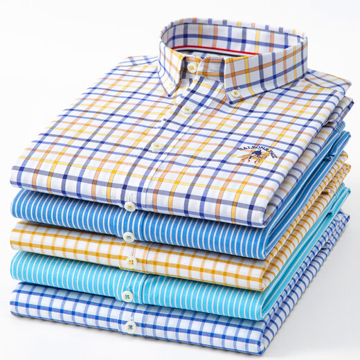 Shirt à manches courtes de Laflanger pour l'été Nouveau Coton Plaid Business Casual Shirt Men d'âge moyen du haut D2629 40 (adapté à 135-145jin [Jin est égal à 0,5 kg]))