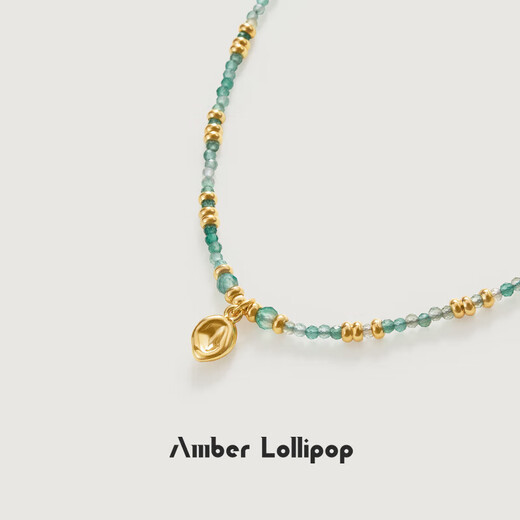 Amber Lollipop Green Agate Necklace Women's Pendant Clavicle Chain Gemstone Necklace Anniversary Birthday Gift for Girlfriend and Wife Green