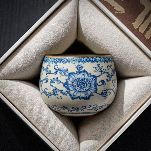 Not clumsy Shan Lihua Ru Kiln master cup personal special tea cup high-end birthday gift blue and white porcelain Ru Kiln Longdan cup