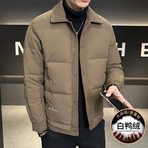 Jessons Fin Down Jacket Hen Men's 2024 Winter New High-End Handsome Diamond Papel Lapel Chaqueta casual Cálida A225-9898 Green Green L