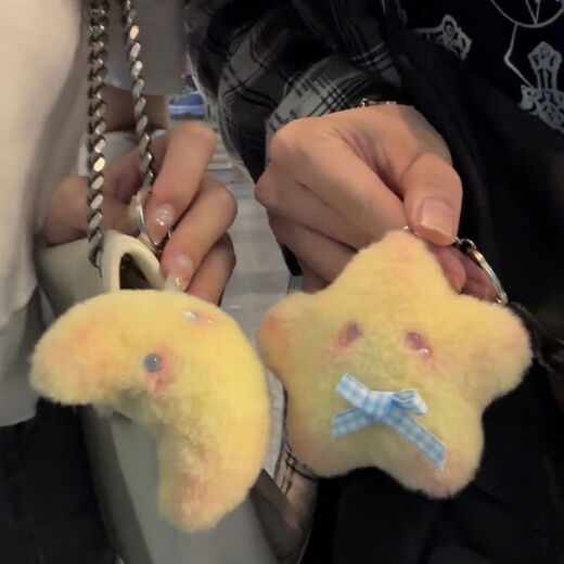 Dianmai finished product creative plush little star and little moon keychain squeaky pendant for best friend or girlfriend gift puppy + swimming goggles + white scarf