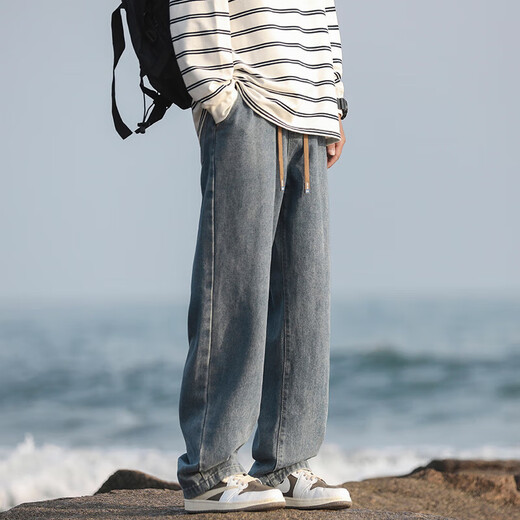 Foss Phil Straight Jeans Summer de verano Pantalones de pierna ancha Fashion American Fashion Brand Retro Casual Lavado Viejo Men SS-838 Retro Blue 3xl (recomendado 170-185 Jin [Jin iguala 0.5 kg])