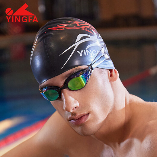 YINGFA racing swimming goggles for women, waterproof, anti-fog, high-definition, children's professional training and competition coated swimming goggles, men's swimming goggles, black