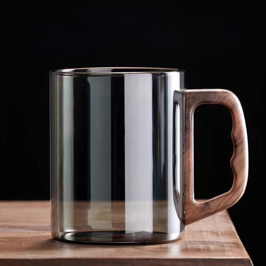 Huaxi tree tea cup men's office tea separation glass filter cup tea set tea ceremony cup high-looking water cup with lid wood language cup light luxury gray 400ml 1 piece