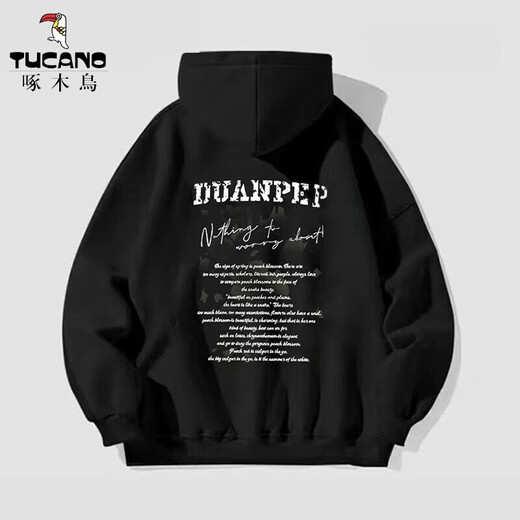 Woodpecker hooded sweatshirt for men in autumn and winter American letter print design loose thickened velvet jacket trendy hoodie top white gray (regular style) XL recommended weight 120-140Jin Jin is equal to about 0.5 kg