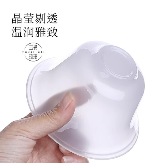 Glaze tea set combination, white jade tea cup, home gift, jade porcelain kung fu tureen teapot, complete gift box gift, pure white glazed jade porcelain set, safe packaging, 1 tureen + 1 fair + 1 tea drain set + 6 tea cups