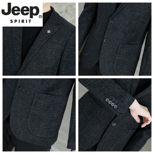 JEEP SPIRIT high-end men's small suit jacket men's casual autumn and winter business suit middle-aged dad suit suit men's cotton 6002 pure black 6XL 205 (205-220) Jin Jin equals about 0.5 kg