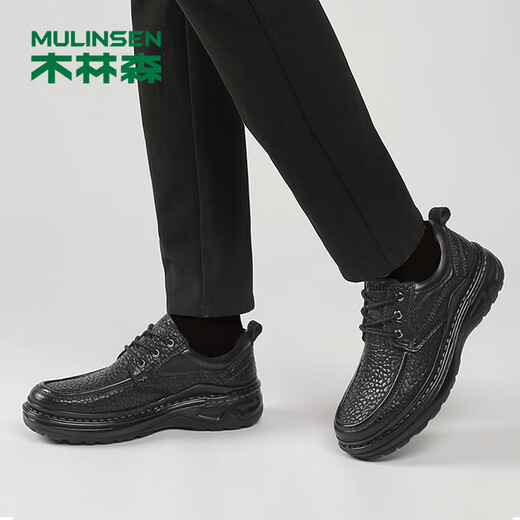 MULINSEN men's toe-layer cowhide business casual shoes wear-resistant thick sole middle-aged dad shoes L017367
