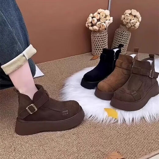 Girls' Cotton Boots 2025 New Winter Children's Large Cotton Shoes Medium and Large Children's Birkenstock Snow Boots Little Girls Anti-Slip Short Boots Khaki Single Liner Size 36/Inner Length Approximately 22.5CM