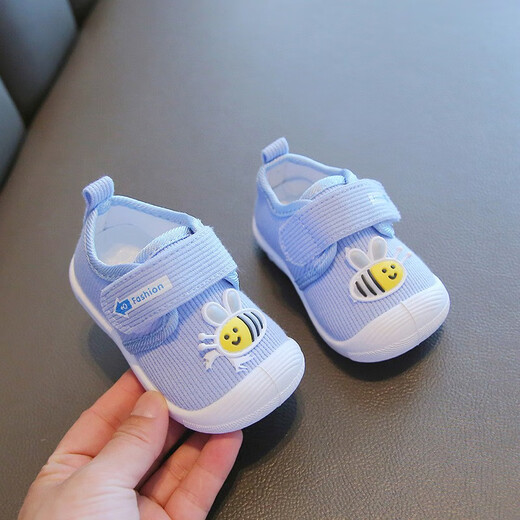 Conejo Big Text Baby Baby Shoes Baby Baby Sole Sole 0-1-2 años de primavera y zapato de verano hablan zapatos de tela para niños anti-deslizamiento Little Bee Pink Inner Longitud 12.5cm (6-12 meses recomendado)