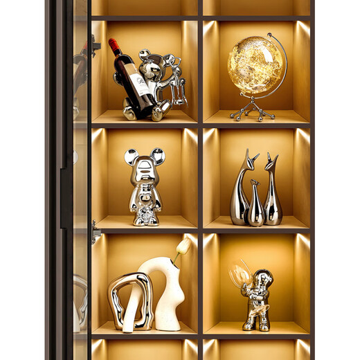 Tanbeiman red wine display rack violent bear red wine rack ornaments niche light luxury home living room TV cabinet wine cabinet soft decoration violent bear ornaments
