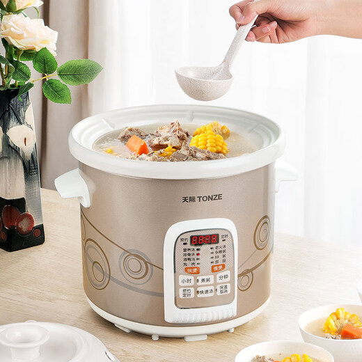 TONZE electric stew pot, porridge pot, 4L large capacity electric stew pot, soup pot, baby porridge health pot, quick stew, direct stew white porcelain pot DGD40-40CWD