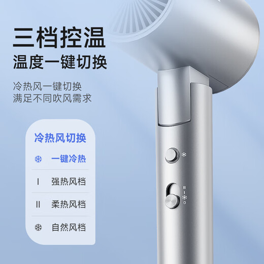 AUX hair dryer household hair dryer negative ion high power does not hurt hair portable foldable hair dryer 2000W birthday gift for women silver