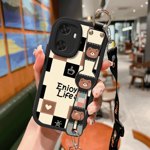 WAIDM is suitable for Huawei Enjoy 60pro mobile phone case for girls Enjoy 60 protective case for women Hi Enjoy 60por soft shell silicone full-pack anti-fall wristband bracket new style bracelet crossbody [slant cross red] HH1390 Huawei Enjoy 60 Pro