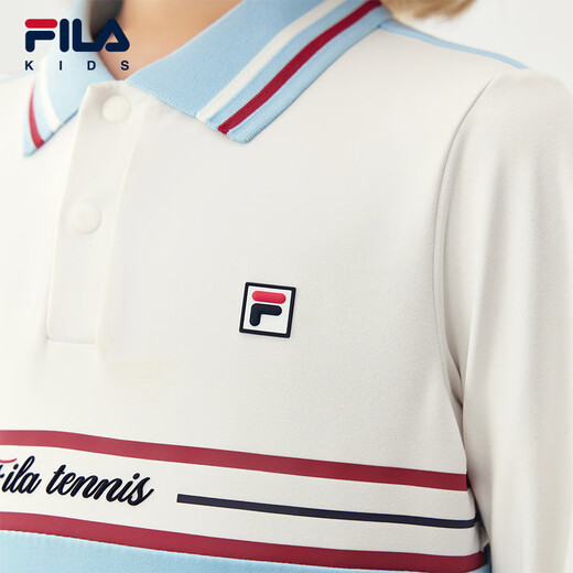 FILA children's clothing long-sleeved T-shirt 2025 winter new style boys and girls long-sleeved POLO collar top innocent blue-LB 130
