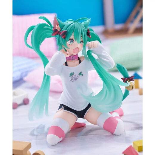 Yamiya TAITO Desktop Cute Hatsune Miku cat ear pajamas figure scene model toy girl gift Hatsune Miku brand new spot (return and exchange not supported)