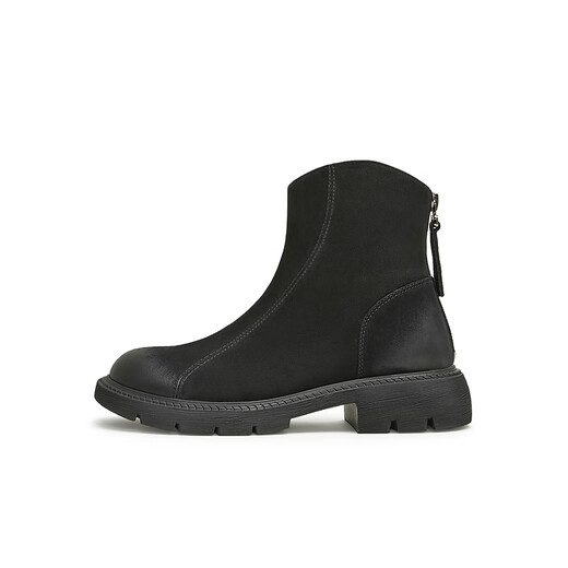 
Tianmeiyi women's boots shopping mall same style rear zipper short boots slim and versatile women's casual boots fashionable women's shoes BJ841DZ4 black suede 36