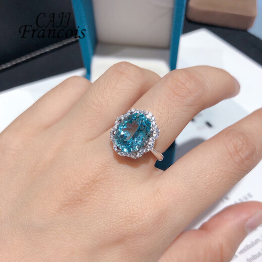 Dige 6.0 Carat Topaz Ring Women's Natural Colored Jewelry Gemstone 925 Silver Inlaid Jewelry No. 13