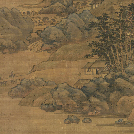 
The ancient green landscape painting scrolls of the Yuan Zhao Yongjiang Mountains and Boats. The famous paintings of the Yuan Dynasty, the ancient paintings and hanging paintings. The pictures of the Gao Yi of Mengxi Mountain in Yuan Dynasty, 12212 50X84 cm (spraying painting heart size)