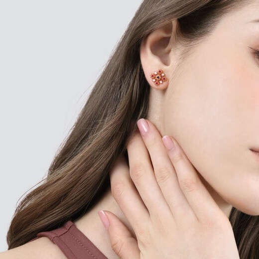 Chow Sang Sang Cross Red Sapphire Mother-of-Pearl Earrings 18K Gold V&A Collection Romantic Earrings 94252E Pricing