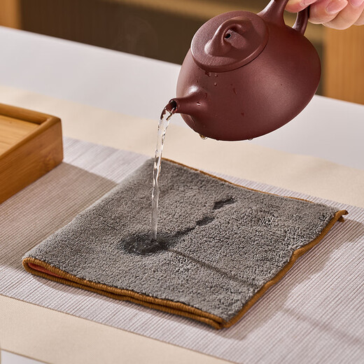 Gold inlaid jade tea towel, thick absorbent tea cloth, kung fu tea set accessories, tea table doily, lucky craftsman tea towel