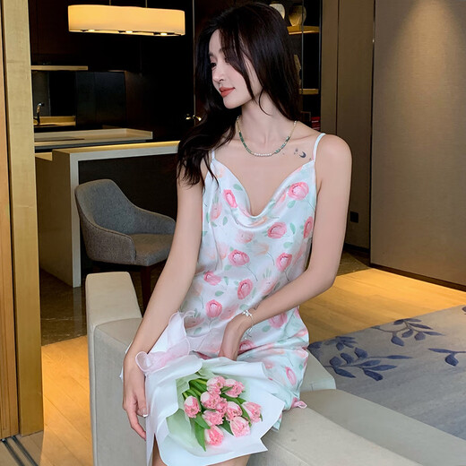 
Modal pajamas for women 2025 summer new ice silk cool sling nightgown for women vest sexy summer sweet home clothes AM11949 M