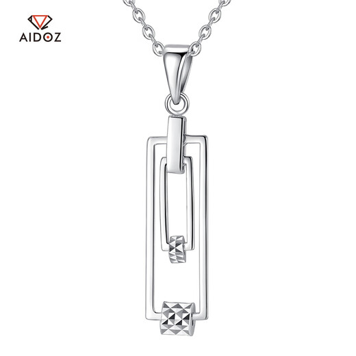 Aido diamond platinum pendant, feminine pt950 platinum paper clip pendant gift for girlfriend, weight 2.5-2.7 grams + delivery silver chain