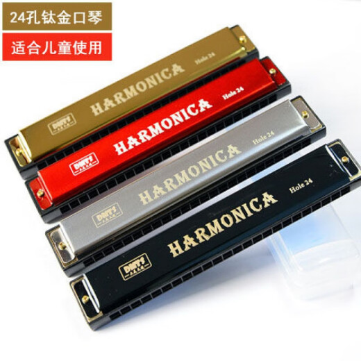 24 hoyos C Harmonica Instrumento para niños 10 Hole Blues Blues Toy de órgano para adultos 118 24 Holes Fine Titanium armónica (Verde) + Libro de armónica