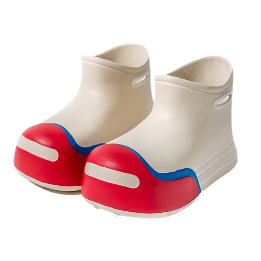 Qingbilin-Frauenschuhe, Regenstiefel, modische Kurzrohr für Frauen, Cartoon niedliche Eva Dicke einzige Anti-Shui-Anti-Hua-Wear-Resistant Damen Regen, süße kurze Röhrchen Regenstiefel [Khaki] 36 [36-37]