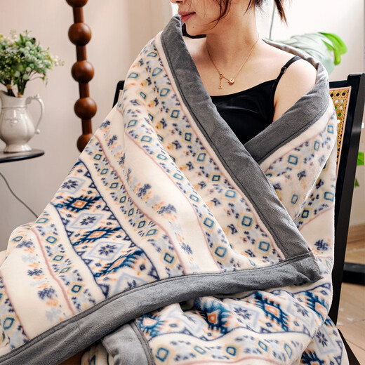 Enxing thickened raschel blanket quilt winter coral flannel office nap shawl throw blanket children's sofa blanket Northern Dream upgraded encryption flocking thermal storage and warmth 200x230cm double-sided velvet raschel blanket