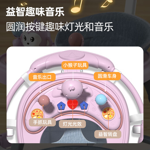 Xiaobuduotu walker baby 2024 new children's cart baby anti-turnover learning driving multi-functional walker maca powder/silent wheel/toy model