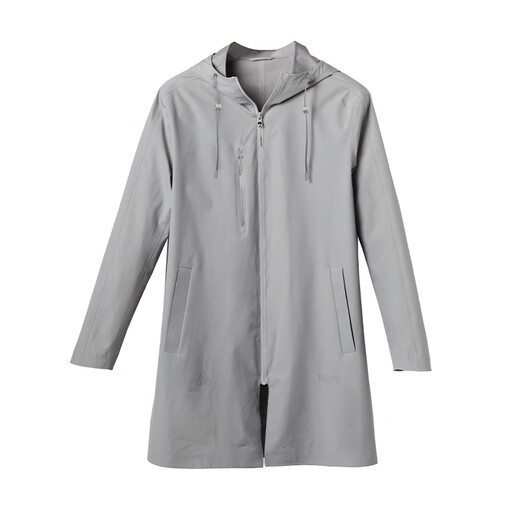 VICUTU Men's Spring and Autumn Versatile Windbreaker Drawstring Hooded Business Casual Men's Fashion Jacket Light Gray L