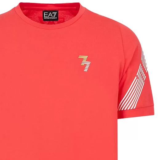 Emporio Armani EA7 Classic Letters Logo Print Männer lässige Kurzarm T-Shirt 3RPT03-231PJ3BZ1480 Orange Pink S