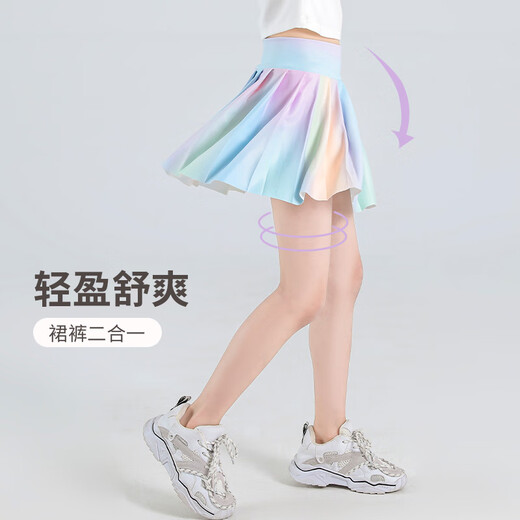 NICKYBABY儿童网球裙夏季2025新款速干运动裙女童轻薄百褶裙子大童高弹短裙 9889白色+4353图色【套装】 140