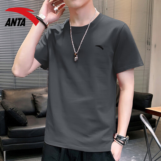 安踏（ANTA）短袖t恤男装冬季轻薄透气冰丝速干衣宽松大码跑步健身休闲运动服 -8柚红色 L /175