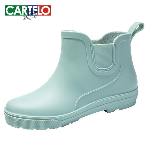 卡帝乐鳄鱼（CARTELO）时尚雨鞋女短筒防滑防水鞋加绒保暖雨靴 工作四季胶鞋套鞋水靴 黑色 标准码 34