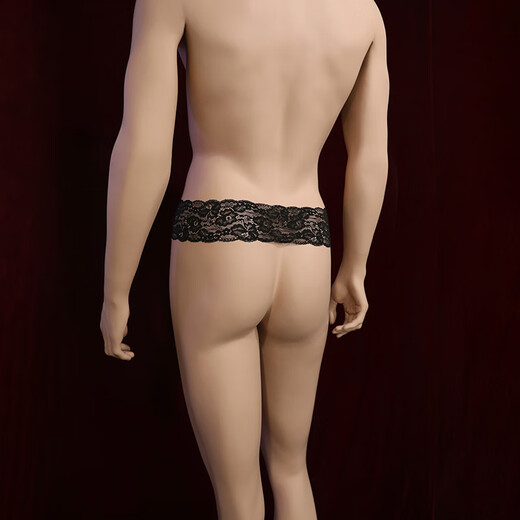 Admire sexy thong men's lace underwear panties for couples, sexy ultra-thin open crotch, no need to take off, temptation JJ stockings 7179 pearl ring black single piece dew panties from