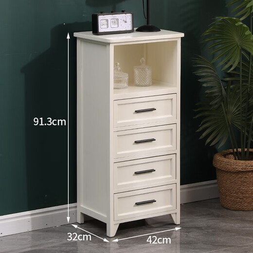 Yu's forest wood all solid wood chest of drawers, installation free, new storage cabinet, solid wood side cabinet, living room, multi-layered American storage cabinet, all solid wood, ivory white, 4 drawers, door-to-door delivery