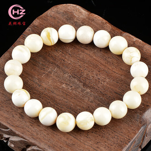 Flower porridge original ore Russian material white wax bracelet porcelain white bone china gold porcelain white demon flower single circle round bead old shape finger twist 572# Russian material 6mm porcelain white wax bracelet original ore Russian material white wax gold porcelain white white flower bracelet