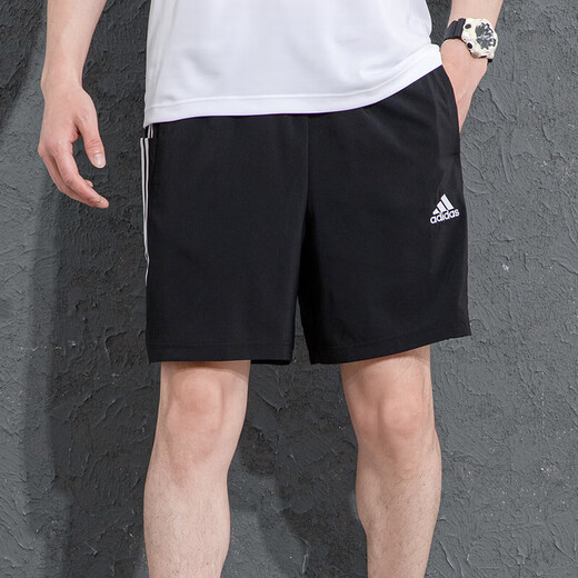 adidas阿迪达斯短裤男裤2025夏季运动裤跑步健身训练透气五分裤休闲裤子 IC1484/经典三条纹 L