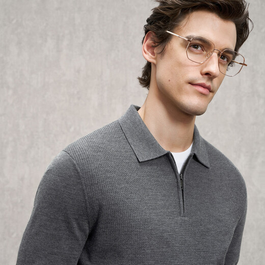 EMZ Ordos Wool Cashmere Autumn and Winter Antibacterial Thickened Half-Zip Business Casual Knitted Bottoming Sweater for Men Dark Gray M Recommended Height 165/Weight 120-130 Jin Jin equals 0.5 kg