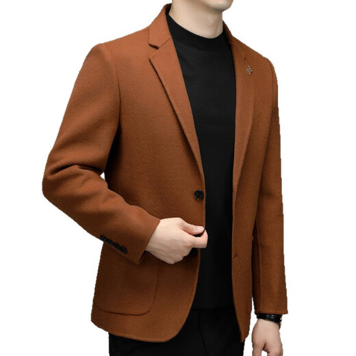 EMZ Ordos Wool Suit Autumn and Winter New Men's Korean Slim All-match Suit Casual Wool Trendy Jacket Orange XL 180