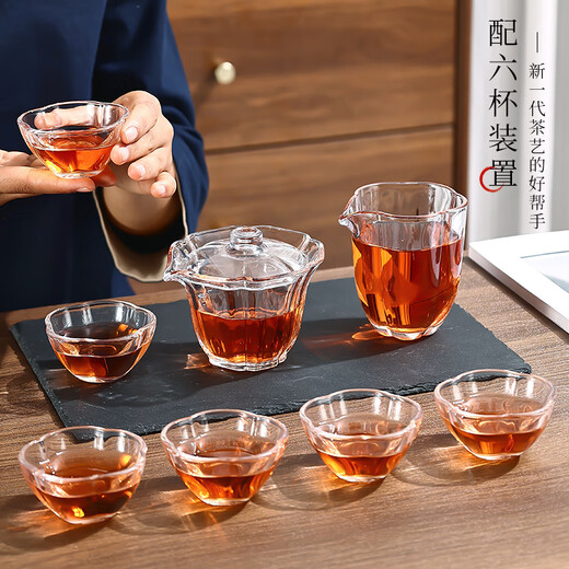 Detif Plum Blossom Glass Tea Set Teapot Kung Fu Tea Home Guest Tea Cup Simple Tea Table Office Tea Making Set Plum Blossom Male Cup/One