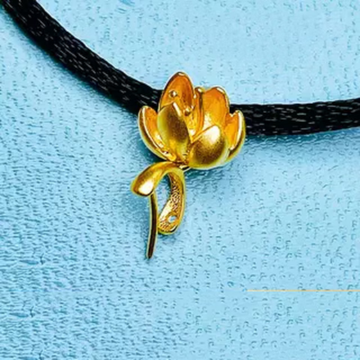 Yan's 18k gold buckle retro frosted three-dimensional lotus buckle jadeite Guanyin Buddha jade pendant pendant buckle clip 18k gold K yellow straight hole