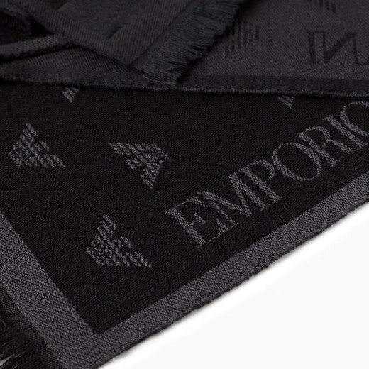 EMPORIO ARMANI/Armani official flagship gift men's sheep wool jacquard warm business outdoor casual solid color scarf 00044-black gray